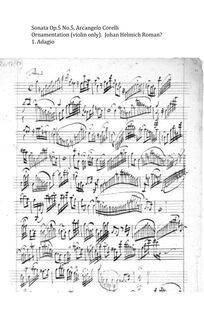 Partition , Adagio et , Adagio - Ornamented partition de violon, 12 violon sonates, Op.5