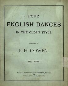 Partition couverture couleur, 4 anglais Dances en pour Olden Style