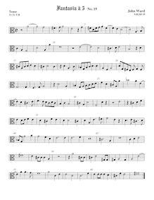 Partition ténor viole de gambe, alto clef, 15 fantaisies  en Paris  par John Ward