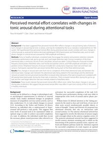 Perceived mental effort correlates with changes in tonic arousal during attentional tasks