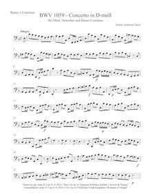 Partition Continuo (violoncelles, Basses, clavecin), clavecin Concerto