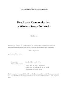Reachback communication in wireless sensor networks [Elektronische Ressource] / João Barros