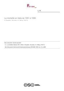 La mortalité en Italie de 1951 à 1956 - article ; n°4 ; vol.15, pg 708-712