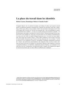 La place du travail dans les identités - article ; n°1 ; vol.393, pg 21-40