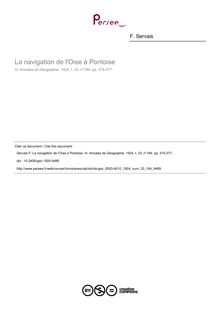 La navigation de l Oise à Pontoise - article ; n°184 ; vol.33, pg 374-377