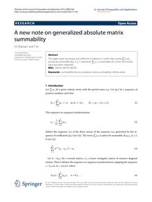 A new note on generalized absolute matrix summability