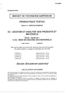 Mise en oeuvre des matériels 2002 Ennoblissement BTS Productique - textile