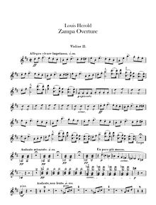 Partition violons II, Zampa, ou La fiancée de marbre, Opéra comique en trois actes