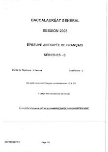 Sujet Francais du bac S-ES 2008