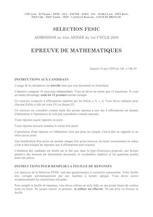 Mathématiques 2009 Concours FESIC
