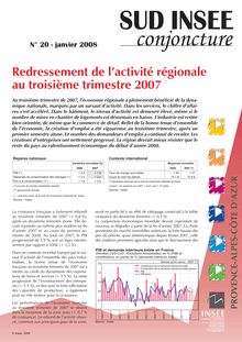 Redressement de l activité régionale au troisième trimestre 2007