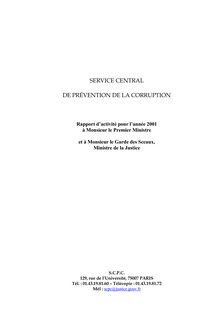 Service central de prévention de la corruption : rapport d activité pour l année 2001