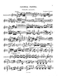Partition de violon, Czinka Panna pour violon et Piano