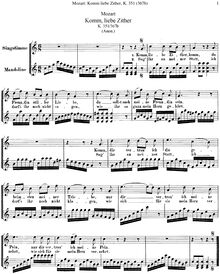 Partition complète, Komm, liebe Zither, komm, C major, Mozart, Wolfgang Amadeus par Wolfgang Amadeus Mozart