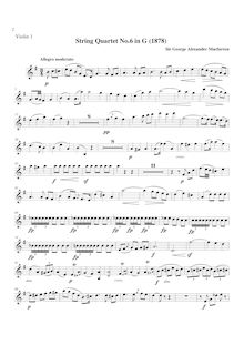 Partition violon 1, corde quatuor No.6, G major, Macfarren, George Alexander