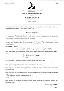 Mathématiques 1 1999 Classe Prepa PSI Concours Instituts Nat. Polytechniques (INP - ENSI)