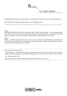 Pathologie dento-maxillaire comparée des Hommes d Afalou et de Taforalt (Ibéromaurusiens du Maghreb) - article ; n°4 ; vol.4, pg 389-394