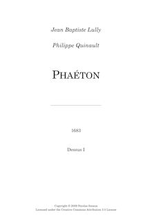 Partition Dessus I, Phaëton, LWV 61, Lully, Jean-Baptiste