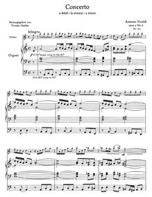 Partition orgue (continuo, conductor), violon Concerto en A minor, RV 356