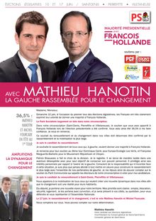 dimanche on vote Mathieu Hanotin, la gauche rassemblée pour le changement