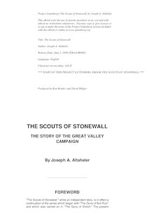The Scouts of Stonewall - The Story of the Great Valley Campaign