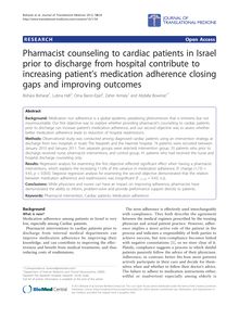 Pharmacist counseling to cardiac patients in Israel prior to discharge from hospital contribute to increasing patient s medication adherence closing gaps and improving outcomes