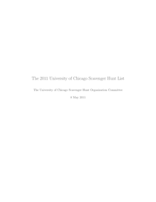 The 2011 University of Chicago Scavenger Hunt List