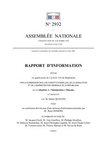 Rapport d information déposé en application de l article 145 du Règlement par la Commission des lois constitutionnelles, de la législation et de l administration générale de la République sur la situation de l immigration à Mayotte