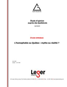 L homophobie au Québec : mythe  ou réalité ?