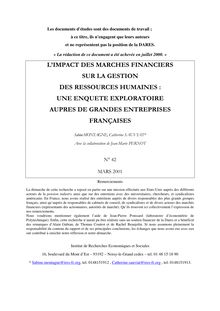 L impact des marchés financiers sur la gestion des ressources humaines : une enquête exploratoire auprès des grandes entreprises