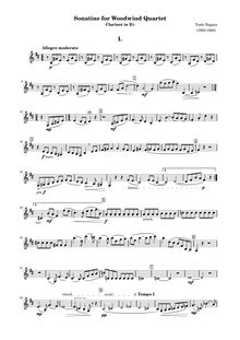 Partition clarinette en B♭, Sonatine pour Woodwind quatuor, Nagata, Toshi