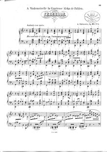 Partition complète of all mouvements, Three sérénades pour piano, op. 22