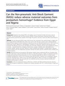 Can the Non-pneumatic Anti-Shock Garment (NASG) reduce adverse maternal outcomes from postpartum hemorrhage? Evidence from Egypt and Nigeria