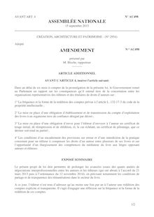 Loi Création : Amendement de Patrick Bloche, rapporteur