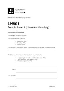French: Level 4 (cinema and society)