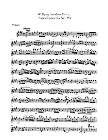 Partition violons I, Piano Concerto No.23, A major, Mozart, Wolfgang Amadeus par Wolfgang Amadeus Mozart