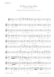 Partition Soprano 1, Beata es Virgo Maria à , Doi Soprani e Basso