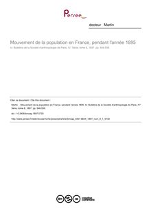 Mouvement de la population en France, pendant l année 1895 - article ; n°1 ; vol.8, pg 546-559