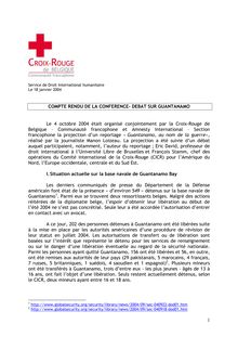 1 COMPTE RENDU DE LA CONFERENCE- DEBAT SUR GUANTANAMO Le 4 octobre ...