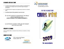 Depliant Cours d ete 2009 sec 4