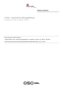 L Inde : conjoncture démographique - article ; n°6 ; vol.37, pg 1045-1064