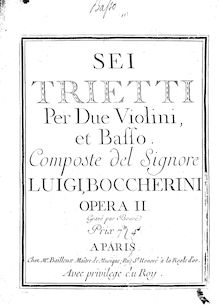 Partition violoncelle, 6 corde Trios, G.77-82, Boccherini, Luigi