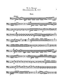 Partition violoncelles / Double Basses, Divertimento, Divertimento No.1