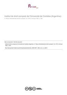 Institut de droit comparé de l Université de Cordoba (Argentine) - compte-rendu ; n°2 ; vol.4, pg 304-304