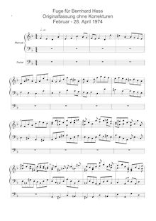 Partition Original Version (1974) - Score, Little Fuga pour orgue
