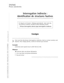 Phrase et modèle de base, Interrogation indirecte : identification de structures fautives