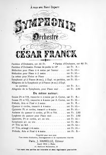 Partition complète, Symphony en D Minor, Franck, César