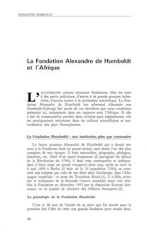La fondation alexandre de humboldt et l afrique
