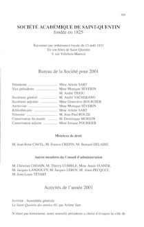 SOCIÉTÉ ACADÉMIQUE DE SAINT-QUENTIN fondée en 1825 Bureau de la ...