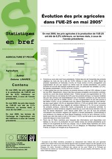 Évolution des prix agricoles dans lâ€™UE-25 en mai 2005